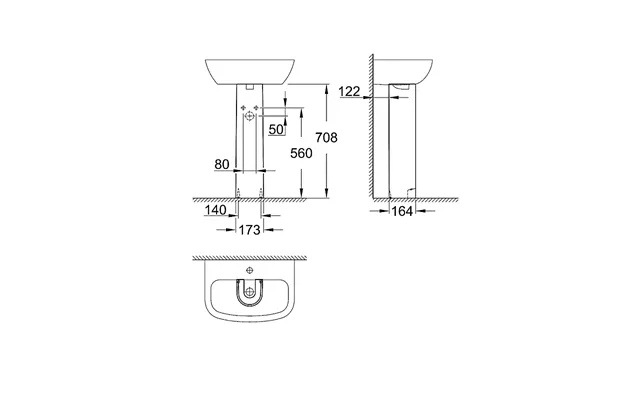 Grohe Bau Ceramic Søjle 708mm Til Håndvask. Hvid