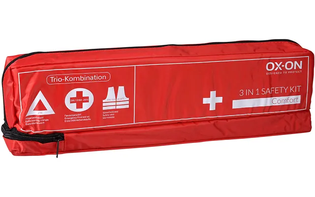 Ox-on Førstehjælpssæt Comfort 3 In 1 Inklusiv Advarselstrekant & Gul Sikkerhedsvest