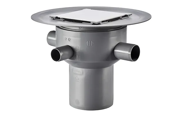 Purus Multiflex Gulvafløb Med Lodret Ø110 Mm Afløb. Klinke Rist Og 3 Sideindløb Samt Smøremembran