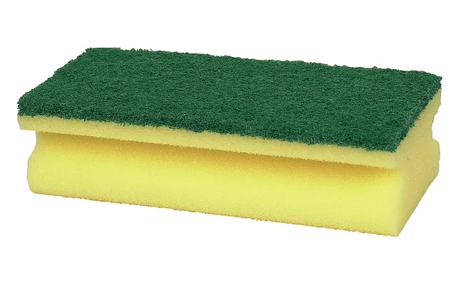 Skuresvamp 14x7x4,2cm Grøn Gul - Nylon Polyester Polyether