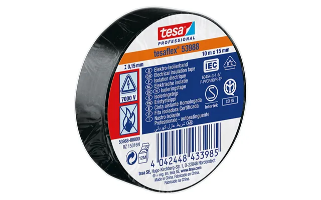 Tesa Isoleringstape Sort 15mm X 10m
