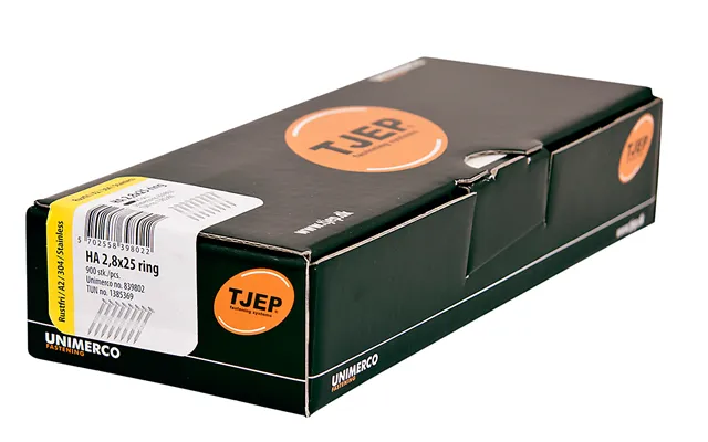 Tjep Ha28 25 Ringsøm 2,8x25mm Haften Rustfri A2 - 900 Stk Pr