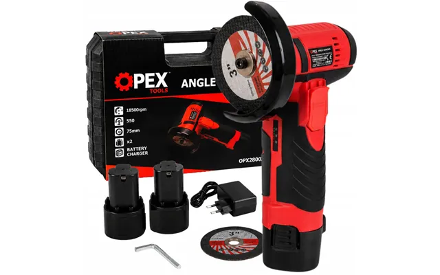 Akku Vinkelsliber 12v 800w 75 Mm Med 2 Batterier - 2 Skiver Og Kuffert