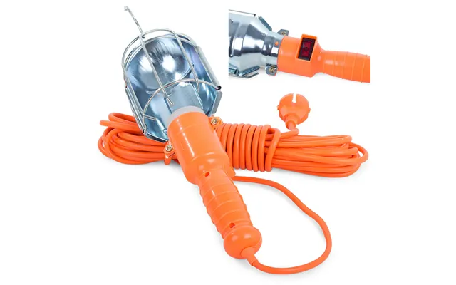 Arbejdslampe 230v - 10m Kabel Med Krog Og Tænd Sluk