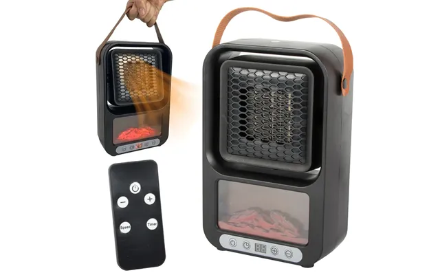 Elektrisk Thermo Varmeblæser Med Led Pejs - 500w