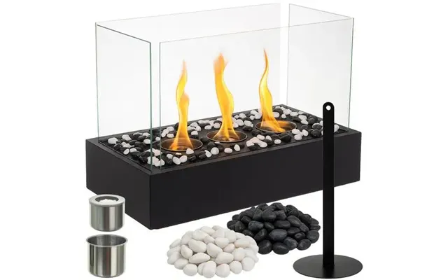 Fritstående Biopejs Med 4 Glassider Bioethanol Pejs Til Hjem Og Terrasse 45 Cm