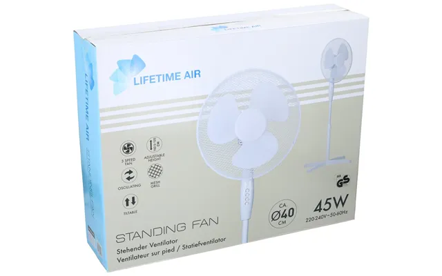 Gulvventilator 40 Cm Støjsvag Ventilator Med 3 Hastigheder & Oscillation