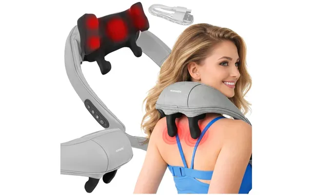 Shiatsu Nakkemassager Trådløs Med Varme Usb-c & 3 Massageprogrammer