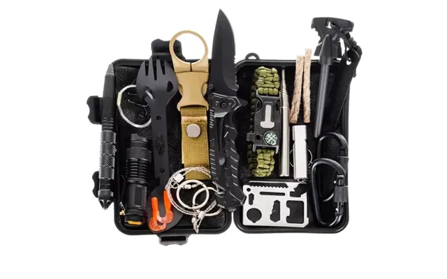 Survival Kit 32-i-1 Med Vandtæt Kasse Komplet Overlevelsessæt Til Outdoor Og Nødsituationer
