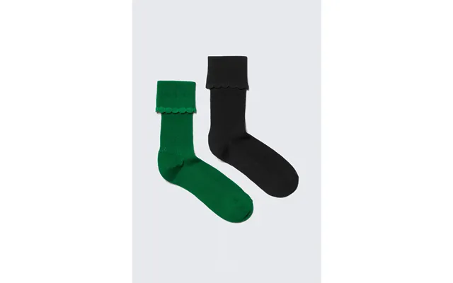 2-pack Scalloped Edge Crew Socks