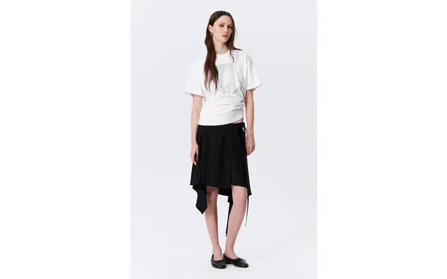 Asymmetric Mid Rise Wrap Midi Skirt