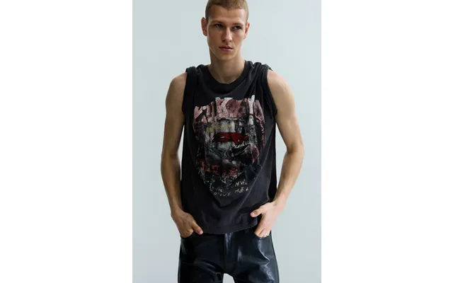 Distressed Printed Short-sleeved T-shirt