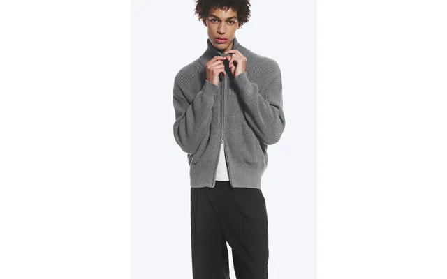 Relaxed High-neck Zip Knit Cardigan