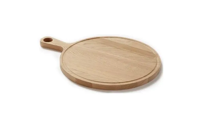 Rundt Serveringsfad Med Saftrille Og Håndtag - Ø 45 Cm X 2 Cm Sort Egetræ