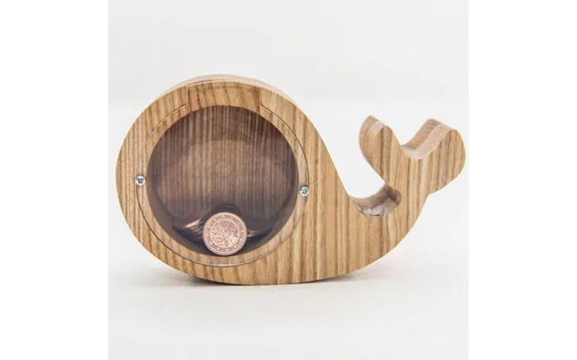 Sparebøsse Hval I Asketræ Og Plexiglas Varianter - 21 X 4 X 13 Cm