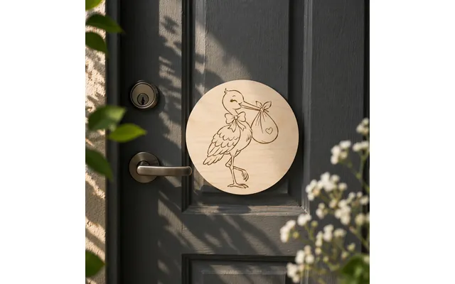 Fødselsstork Til Dør I Træ Perfekt Til Opgang & Lejlighed - Mdf Ja Tak 9kr