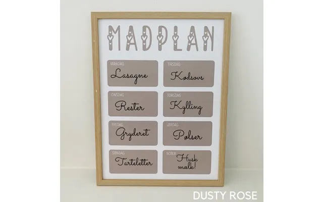 Madplan Med Ugedage - Nej Tak Dusty Rose