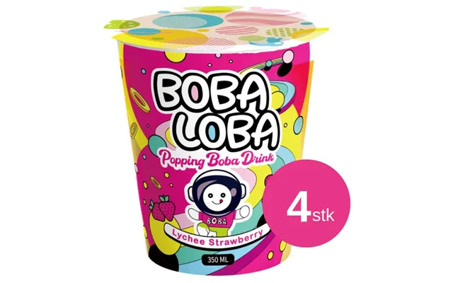 Madspildsvare Boba Loba Drink Strawberry Lychee 4x350 Ml