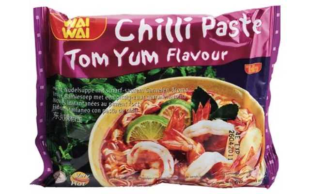 Madspildsvare Wai Wai Chili Tom Yum Nudler 60 G