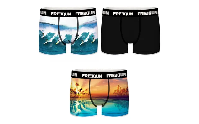 3-pack Microfiber Boxershorts - 2x Beach Surfer Mønster Og 1x Sort