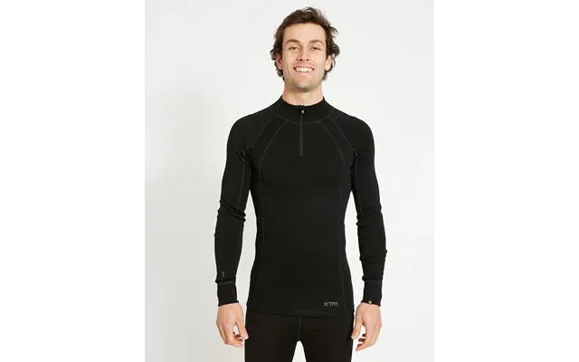 Merino230 1 2 Zip Tyk Skiundertrøje Til Herre - 100% Australsk Merinould Sort