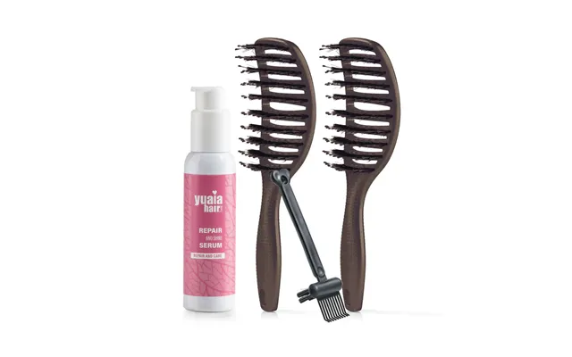 Ultimative Detangler Sæt - 2 Stk Soft Espresso Hårserum Og Cleaning Brush