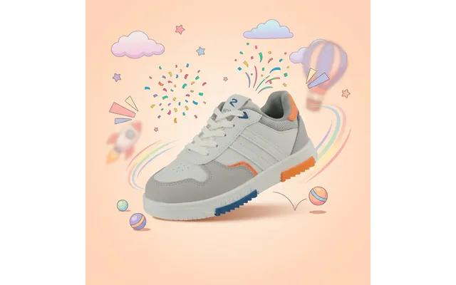 Zido Aktive Sneakers Sport Sneakers Til Børn Hvid Grå Orange Unisex Dreng Pige Med Snørrebånd Åndbar Letvægt Str