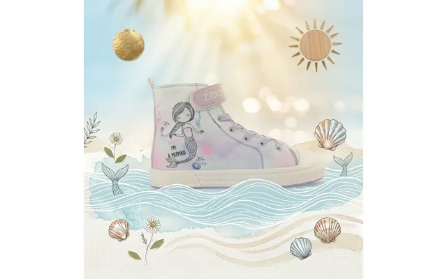 Zido Ariel Canvas Sneaker Med Motiv Til Piger Turkis Lilla Havfrue Mermaid Let Sneaker Str