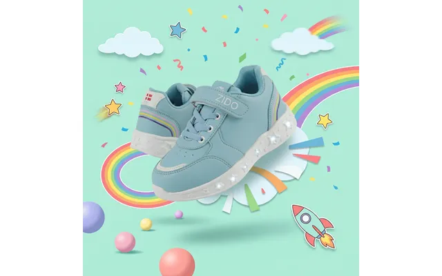 Zido Ida Sko Med Lys Blinkesko Pige Baby Blue Let Åndbar Lav Sneaker Med Velcro Str