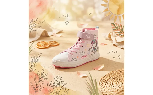Zido Sofia Canvas Sneaker Med Motiv Til Piger Lyserød Unicorn Enhjørning Figur Let Sneaker Str