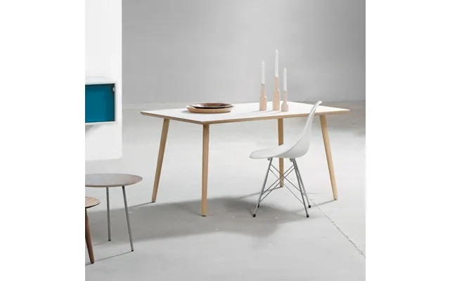 Dt 110 - Spisebord, Hvid Laminat Med Egeben 120 X 60 Cm