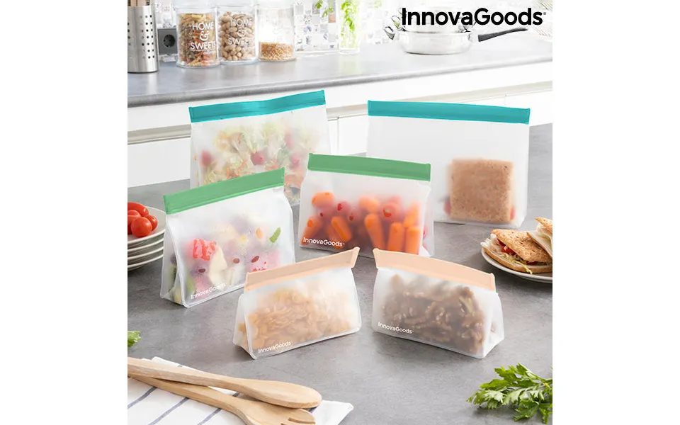 Set with hermetic reusable bags zags innovagoods 6 devices