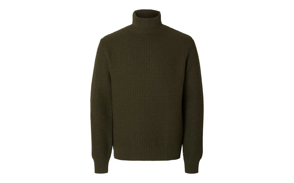 Slhthim ls knit structure roll neck