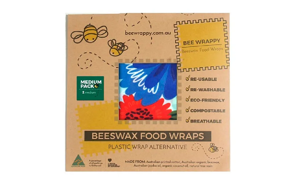 Beeswax Food Wraps 2 X Medium 1 Pk
