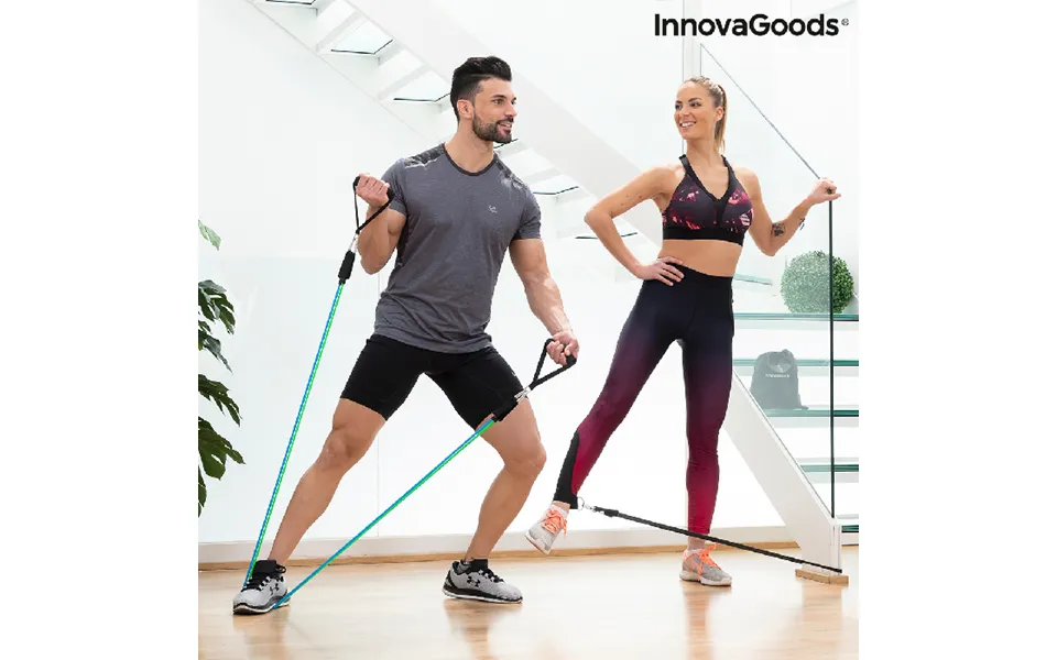 Set with resistance bands with accessories past, the laws training guidance tribainer innovagoods package with 3