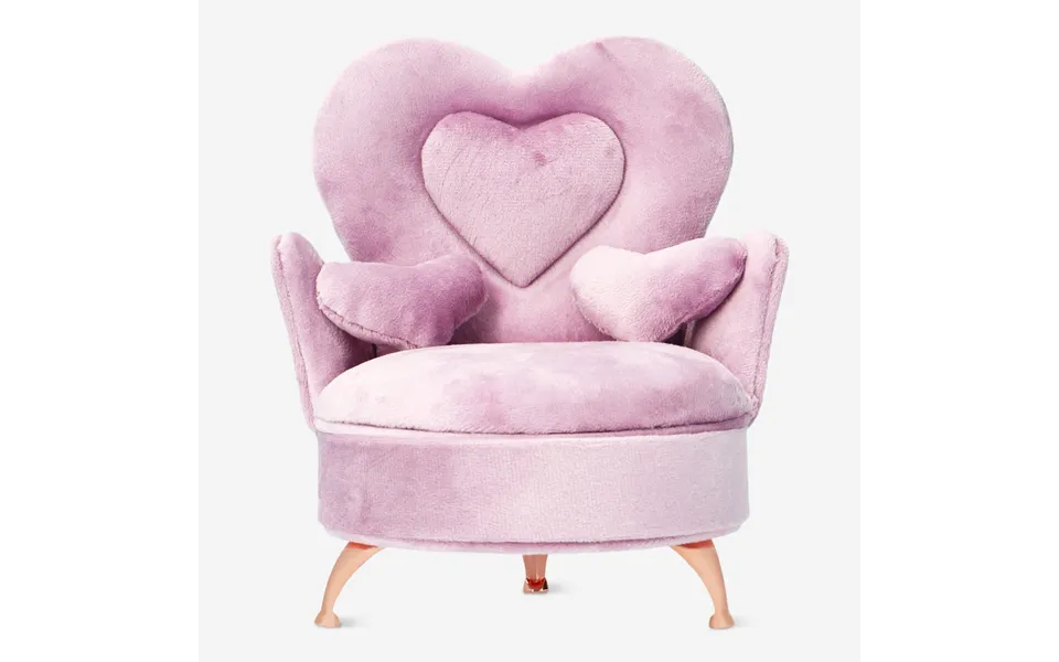 Jewelry in velvet with heart chair - pink with built-in mirror