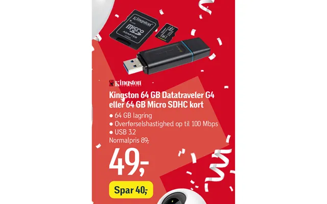 Kingston 64 gb data traveler g4 or 64 gb micro sdhc short product image