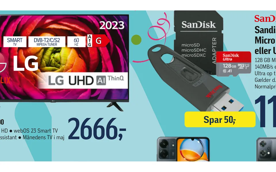 Sandisk 128 Gb Micro Sdxc Kort Eller Usb Stik