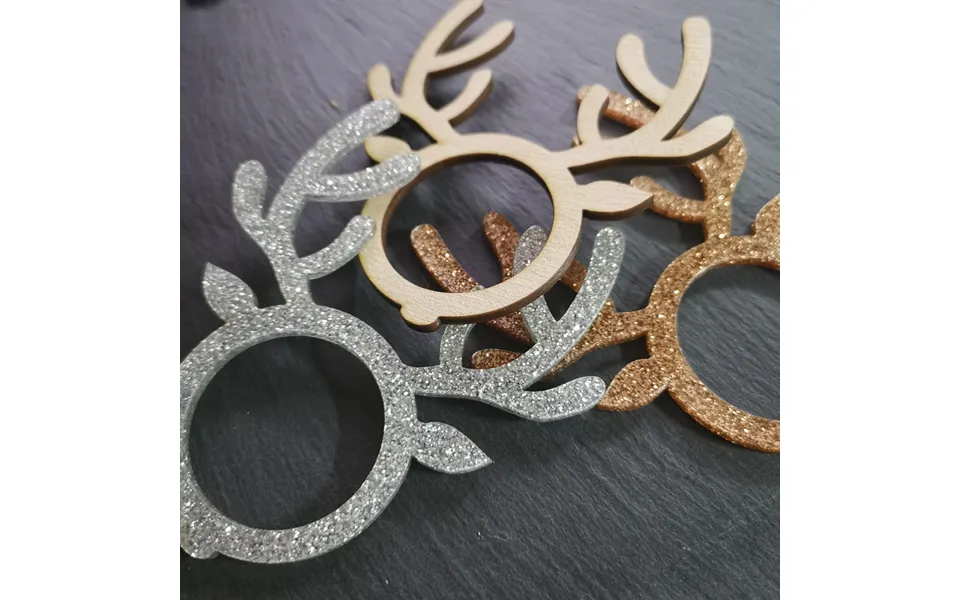 Napkin rings with reindeer motive acrylic glitter silver