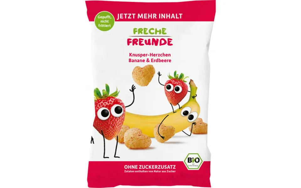 Freche Freunde Organic Crunchy Hearts Banan & Jordbær 30g