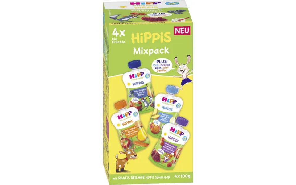 Hipp Bio Hippis Mixpack Frugt 4x100g