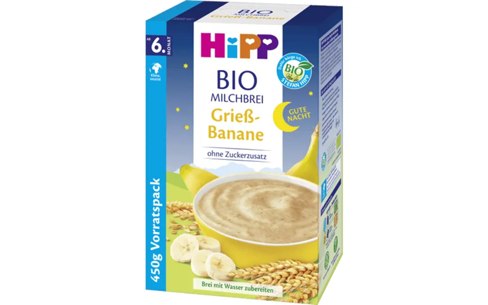Hipp bio mælkegrød semolina banana 450g