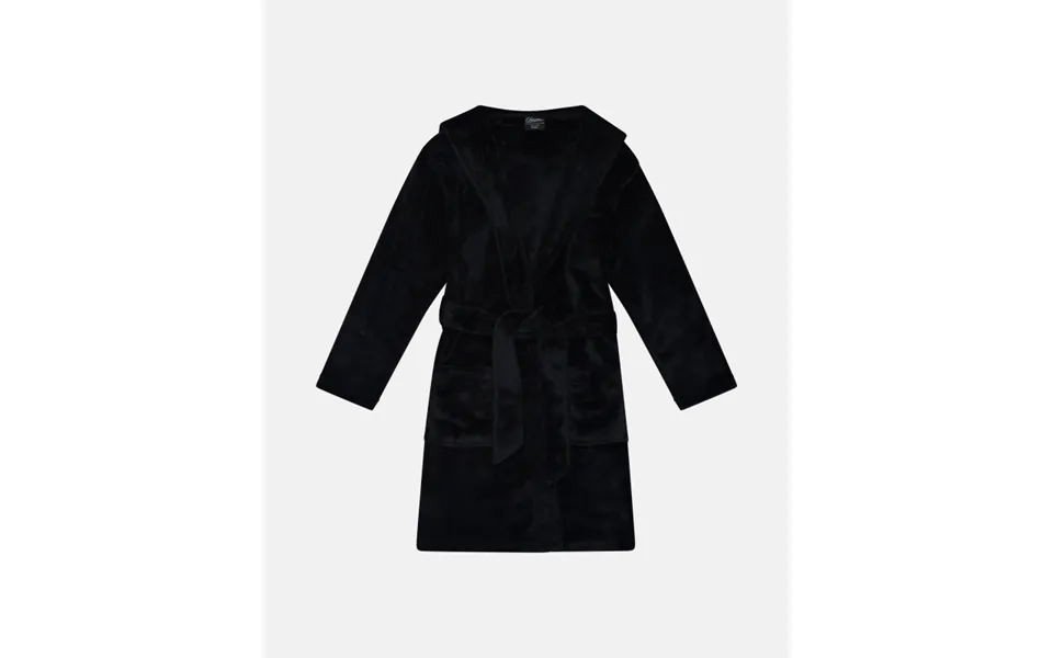 Bathrobe in terry 100% recycled polyester black