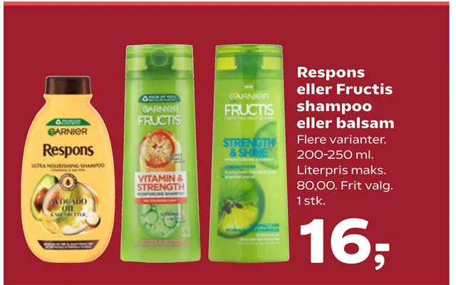 Respons Eller Fructis Shampoo Eller Balsam product image