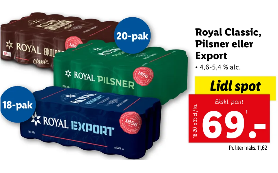 Royal classic, lager or export