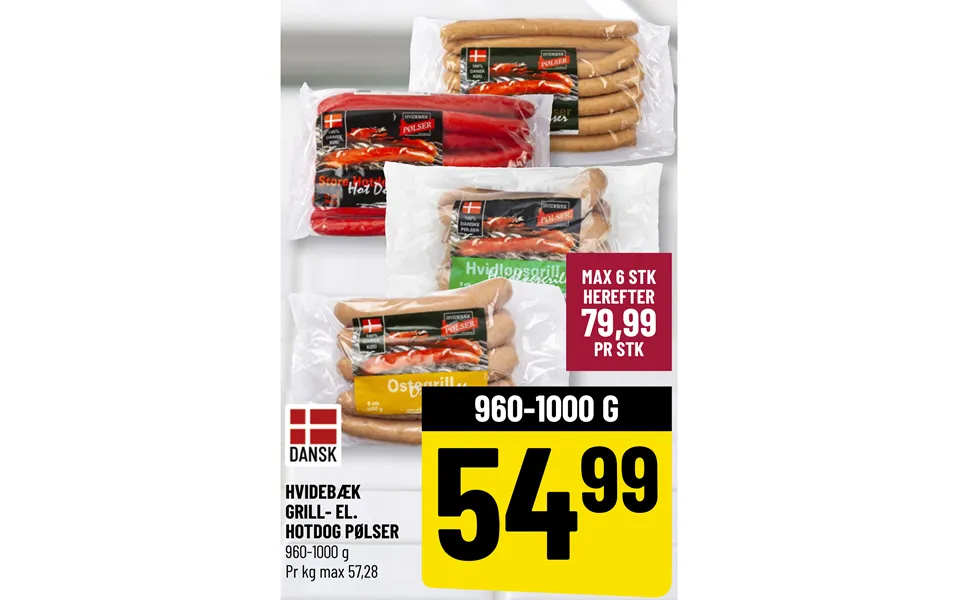 Hvidebæk Grill- El.hotdog Pølser