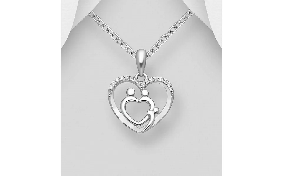 Mother, father, child in heart necklace in silver - necklace to mother