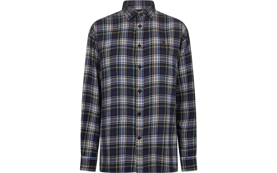 Relaxed fit plaid cotton twill shirt