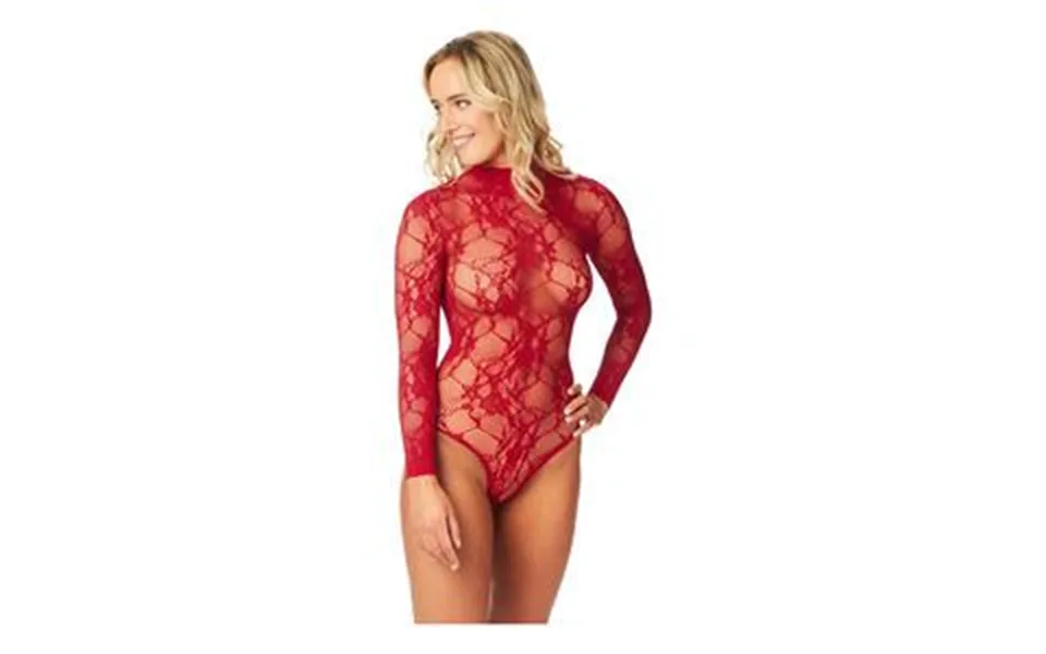 Nortie riga lace bottomless bodystocking - red