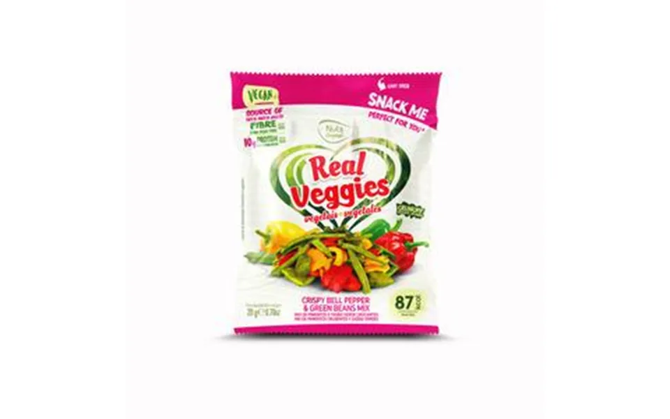 Real Veggies Sprøde Grønne Bønner Og Peberfrugt - 20 G